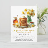 Muttertags Frühstück - Pfannkuchen & Affodils Einladung (Stehend Vorderseite)