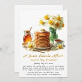 Muttertags Frühstück - Pfannkuchen & Affodils Einladung (Vorne/Hinten)