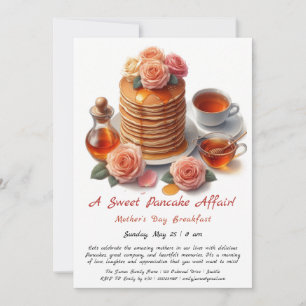 Muttertags-Frühstückseinladung – Pfannkuchen Rosen Einladung