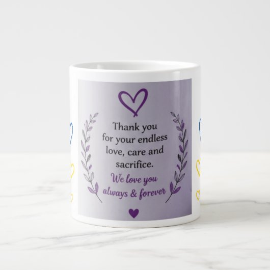 Muttertags-Herzmuster-Tasse Jumbo-Tasse (Vorderseite)