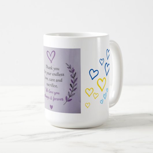 Muttertags-Herzmuster-Tasse Kaffeetasse (VorderseiteRechts)