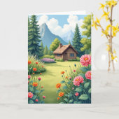 Muttertags-Karte mit Berghütte Karte (Gelbe Blume)