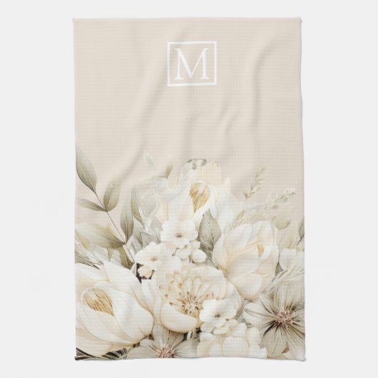 Muttertags-Monogramm-Blumen benutzerdefiniert Geschirrtuch (Vertikal)