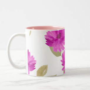 Muttertags-rosafarbenes Blumenprint & rosa innen T Zweifarbige Tasse