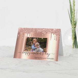 Muttertags-Roségold-Metall-Glitter-Foto Karte