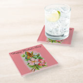 Muttertags-Schmetterling-Und-Blumen-Untersetzer Glasuntersetzer (Schrägansicht)