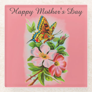 Muttertags-Schmetterling-Und-Blumen-Untersetzer Glasuntersetzer