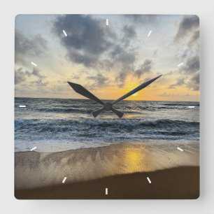Muttertags-Strand-Sonnenuntergang Personalisiert K Quadratische Wanduhr