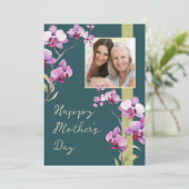 Muttertags Teal Orchidee Foto Karte (Stehend Vorderseite)