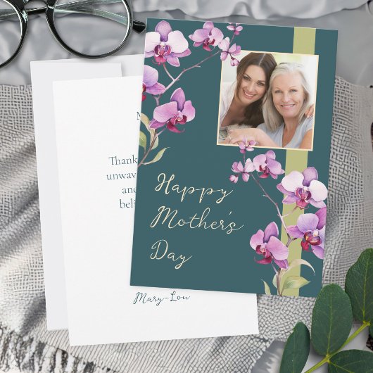 Muttertags Teal Orchidee Foto Karte