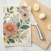 Muttertags Vintage Blaue Vogel Wildblumengarten Geschirrtuch (Viertel Falte)