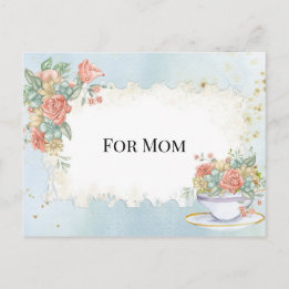 Muttertags Vintage Rahmen Teetasse Rosen Gänseblüm Postkarte