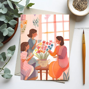 Muttertags-Wasserfarbe Handgemalt Blumen Feiertagspostkarte