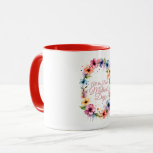 Muttertags-Wasserfarben-Blumenkranz in Rosa Tasse
