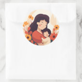 Muttertagsaufkleber - Love Embrace Design Runder Aufkleber (Tasche)