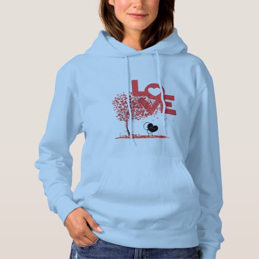 Muttertagsbaum und Vogel Hoodie - Liebe (Vorderseite)