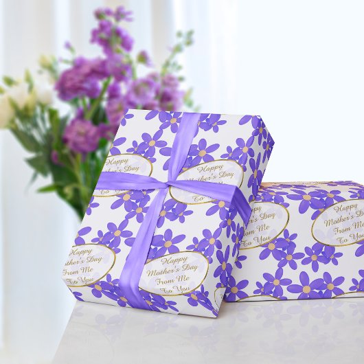 Muttertagsbotschaft Lila Blumenwackelpapier Geschenkpapier