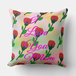 Muttertagsbotschaft mit roten Blume Kissen