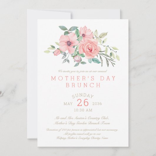 Muttertagsbrunch Blumenwasser Einladung (Vorderseite)