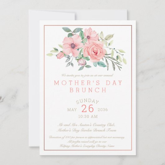Muttertagsbrunch Blumenwasser Einladung (Vorderseite)
