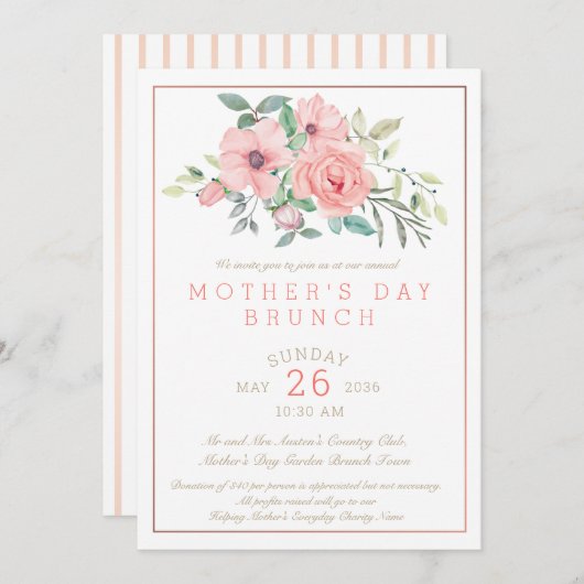 Muttertagsbrunch Blumenwasser Einladung (Vorne/Hinten)