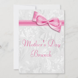 Muttertagsbrunch Damask und Pink Imitats Bow Einladung