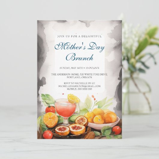 Müttertagsbrunch - Einladung (Stehend Vorderseite)