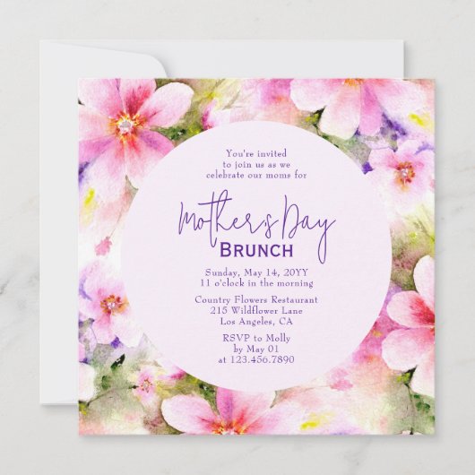 Muttertagsbrunch Elegante Blume Einladung (Vorderseite)