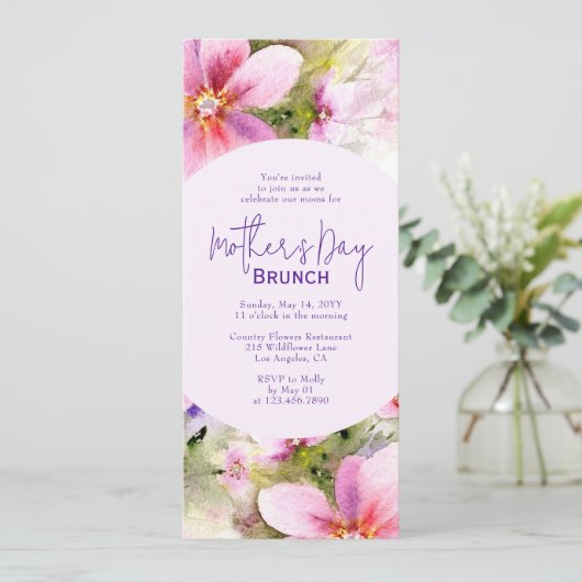 Muttertagsbrunch Elegante Blume Einladung (Stehend Vorderseite)