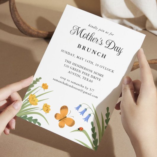 Muttertagsbrunch florale Ladybug Butterfly Einladung