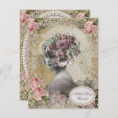 Muttertagsbrunch Lady mit Juwelen & Blume Einladung (Vorne/Hinten)