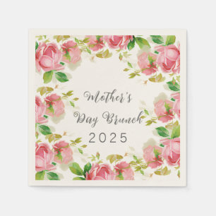 Muttertagsbrunch - rosa Rosen Serviette