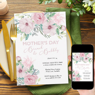 Muttertagsbrunch und blassrosa, blühende Peony Einladung