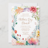 Muttertagsbrunch Wasserfarbene Wildblumen Einladung (Vorderseite)