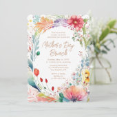 Muttertagsbrunch Wasserfarbene Wildblumen Einladung (Stehend Vorderseite)