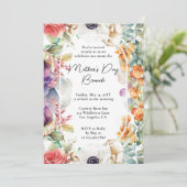 Muttertagsbrunch Wasserfarbene Wildblumen Einladung (Stehend Vorderseite)