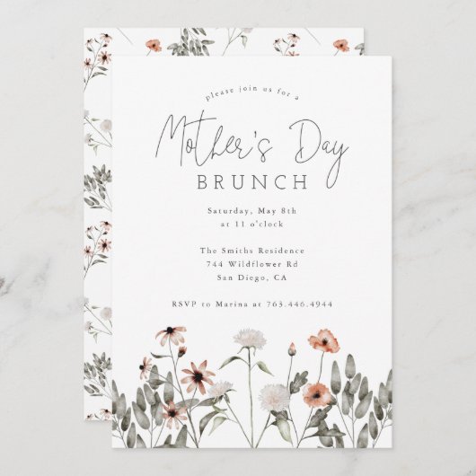 Muttertagsessen | WILDBLUME Einladung (Vorne/Hinten)