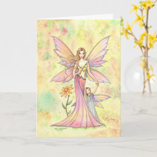 Muttertagsfairy Fantasy Art Karte (Gelbe Blume)