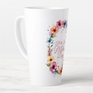 Muttertagsfeuer mit blühenden Farben in Rosa Milchtasse