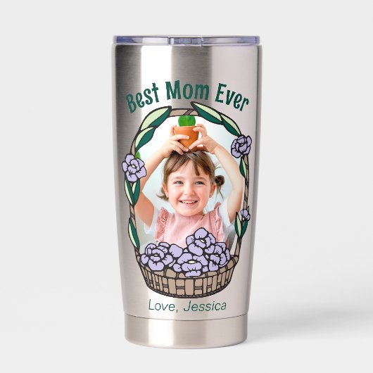 Muttertagsflorales Foto Thermobecher (Rückseite)