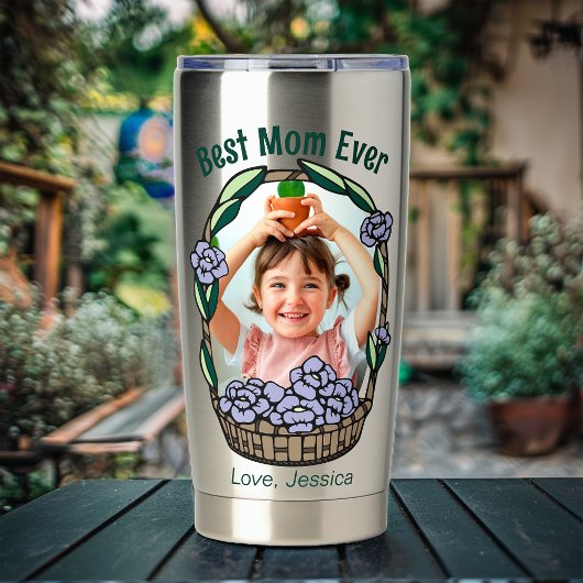 Muttertagsflorales Foto Thermobecher