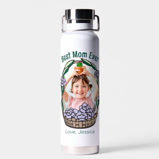 Muttertagsflorales Foto Trinkflasche (Rückseite)