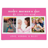 Muttertagsfoto Collage Pink Custom Große Geschenktüte (Vorderseite)