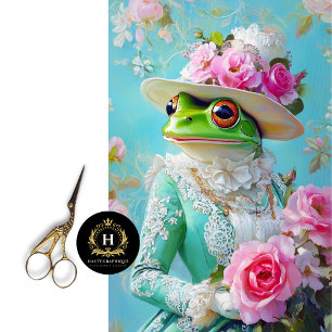 Muttertagsfrosch mit floralem Hut - Decoupage Seidenpapier