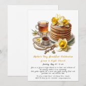 Muttertagsfrühstück, Osterglocken-Pfannkuchen Einladung (Vorne/Hinten)