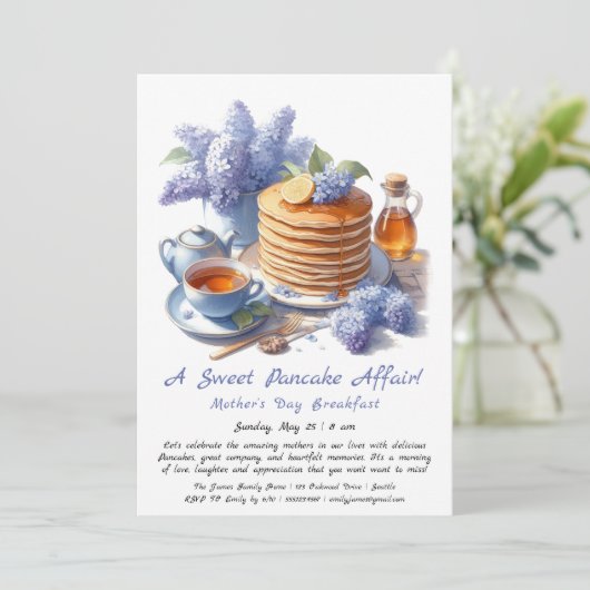 Muttertagsfrühstück - Pfannkuchen & Lima Einladung (Stehend Vorderseite)