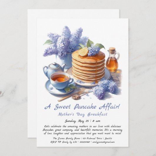 Muttertagsfrühstück - Pfannkuchen & Lima Einladung (Vorne/Hinten)