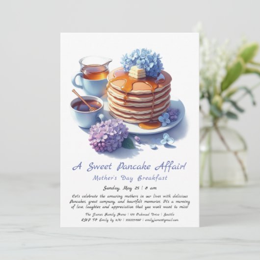 Muttertagsfrühstück - Pfannkuchen & Lima Einladung (Stehend Vorderseite)