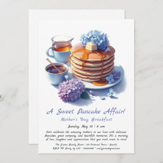 Muttertagsfrühstück - Pfannkuchen & Lima Einladung (Vorne/Hinten)