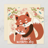 Muttertagsfüchse Feiertagskarte (Vorne/Hinten)